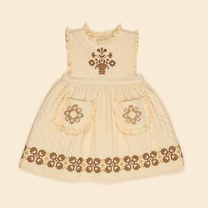 Apolina Ida Quilted Dress - Cream