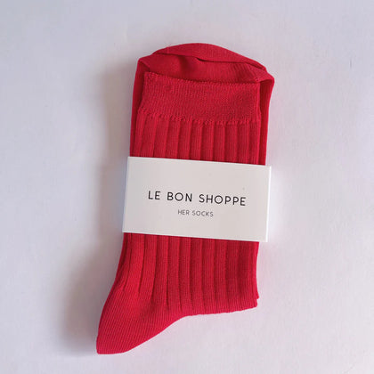 Le Bon Her Socks in Classic Red