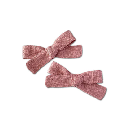 Lulu Luvs Skinny Ribbon Pigtail Bows, Rose