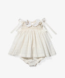 Oso & Me Olive Baby Dress ~ Cream Windowpane