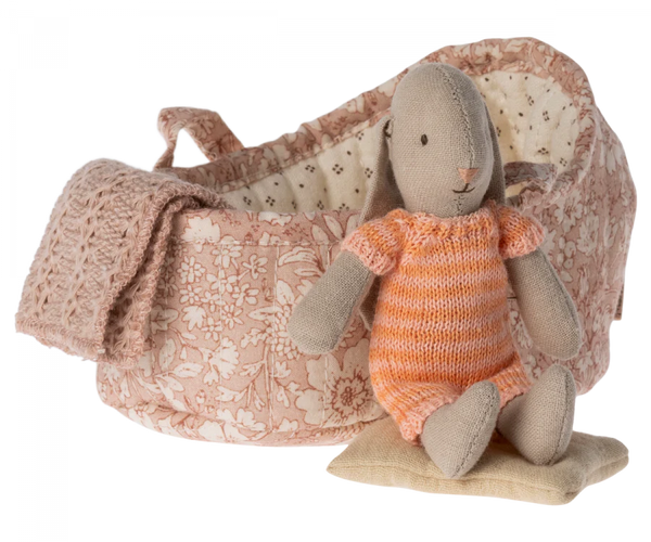 Maileg Carry Cot With Bunny ~ Peach BM