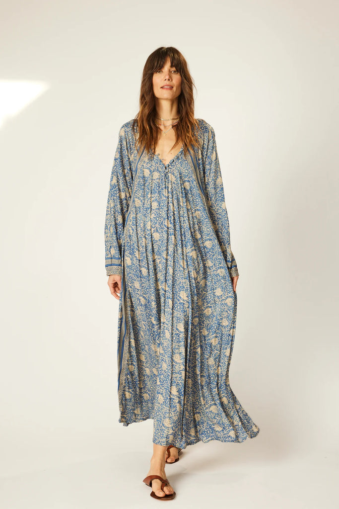 Natalie Martin Fiore Maxi Dress in Waterlily Blue