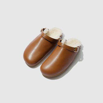 Beatrice Valenzuela Wooden Clog with Shearling Umber