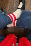 Le Bon Her Varsity Socks in Red Stripe