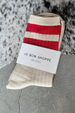 Le Bon Her Varsity Socks in Red Stripe