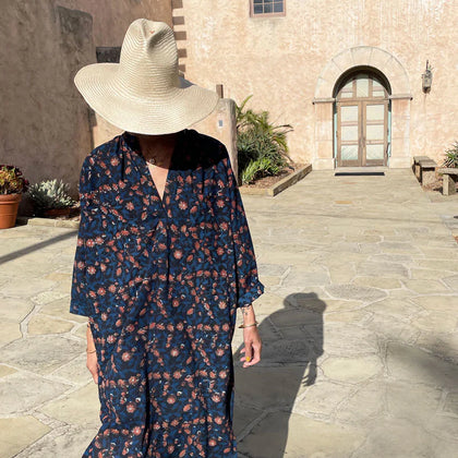Two NY 2 Pocket Caftan ~ Floral Dabu