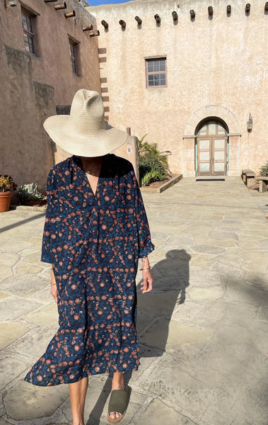 Two NY 2 Pocket Caftan ~ Floral Dabu