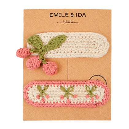 Emile et Ida Cherry Hair Barrettes