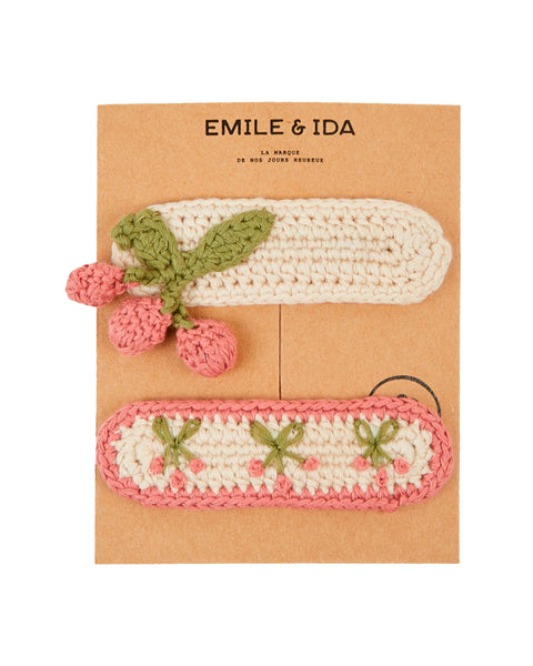 Emile et Ida Cherry Hair Barrettes