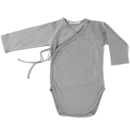 Tane Organics Pointelle Kimono Onesie ~ Graphite