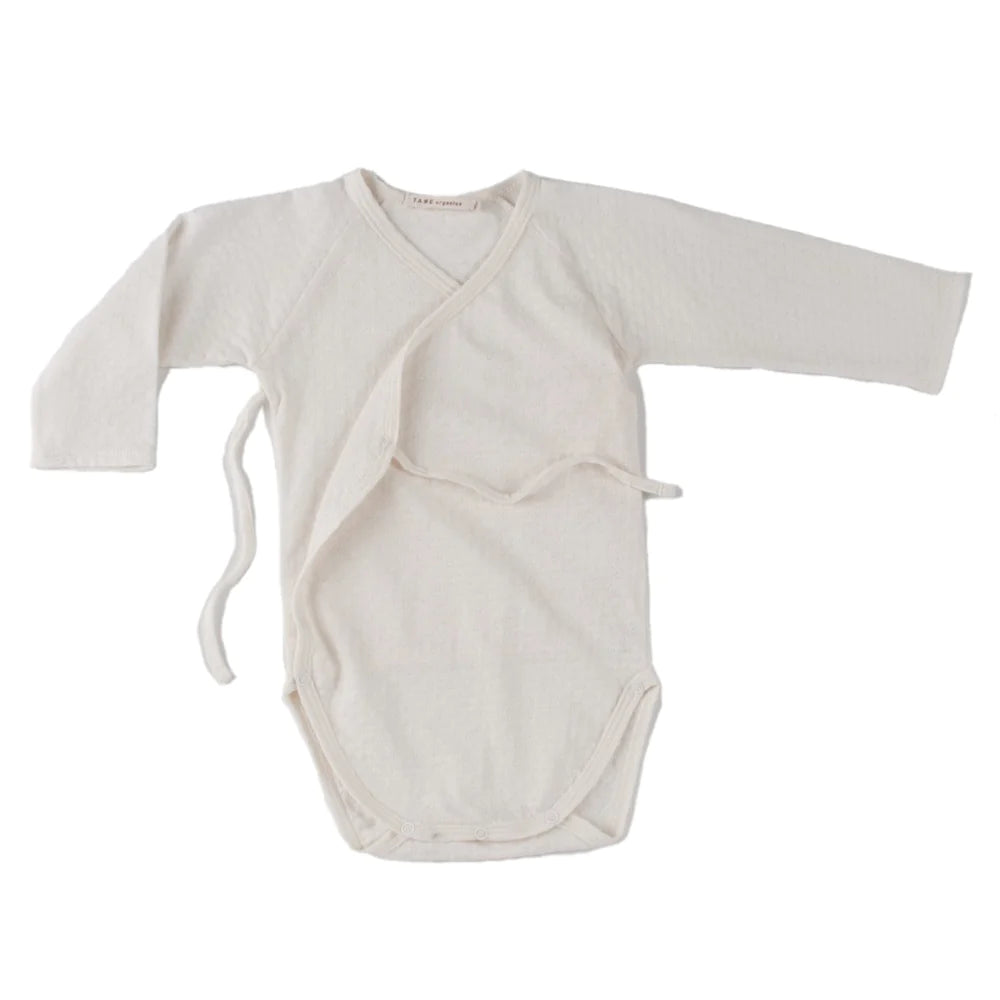 Tane Organics Pointelle Kimono Onesie ~ ecru