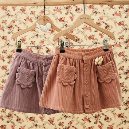 Emile at Ida Corduroy Pocket Skirt ~ Powder