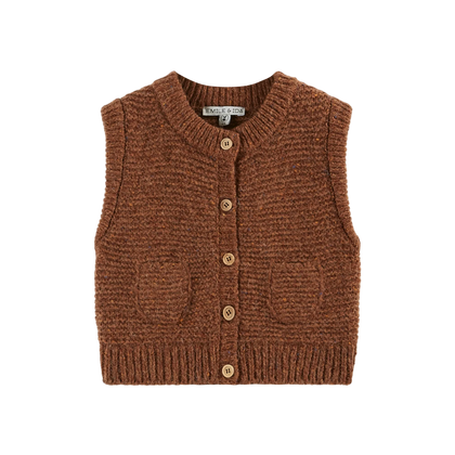 Emile at Ida Sleeveless Cardigan ~ Moka