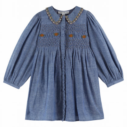 Emile at Ida Smocked Dress ~ Chambray