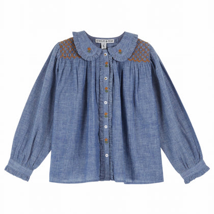Emile at Ida Baby Smocked Blouse ~ Chambray