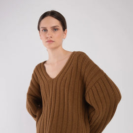 Micaela Greg Golden Cropped Rib Pullover