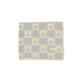 Bebe Organic Blue Horse Patchwork Blanket