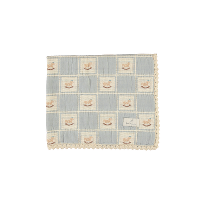 Bebe Organic Blue Horse Patchwork Blanket