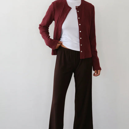 DONNI The Sweater Rib Cardi - Oxblood