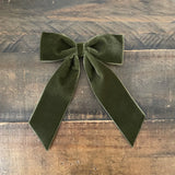 Lulu Luvs Big Velvet Bow ~ Loden