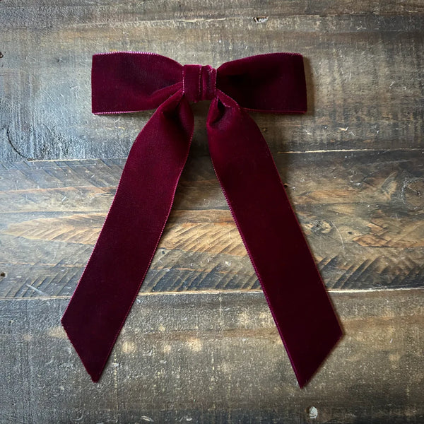 Lulu Luvs Mademoiselle Velvet Bow ~ Burgundy