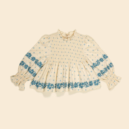 Apolina Mia Blouse ~ Meadow Calico Cashew