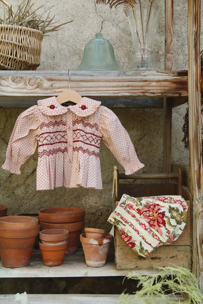 Bonjour Baby Blouse and Bloomer Set ~ Pink Dot