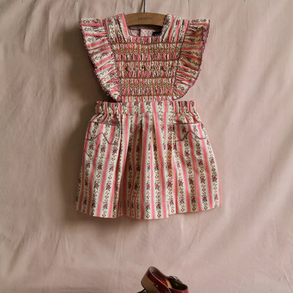 Bonjour Diary Apron Dress ~ Tapestry Pink Stripe