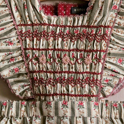 Bonjour Diary Apron Dress ~ Khaki Stripe