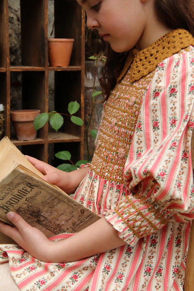 Bonjour Diary Handsmock Blouse ~ Pink Stripe