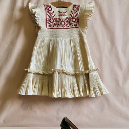 Bonjour Diary Pleated Taffeta Dress ~ Ivory