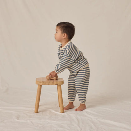 Quincy Mae Waffle Slouch Set ~ Ocean Stripe