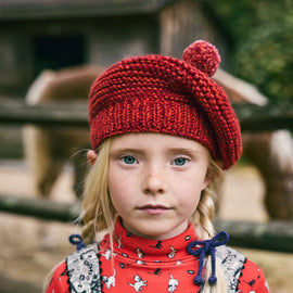 Misha & Puff Marl Beret ~ Red Flame & Berry