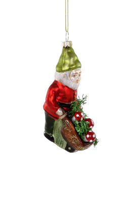 Gnome with Wheelbarrow Ornament