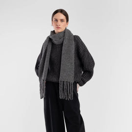 Micaela Greg Dark Grey Fringe Scarf