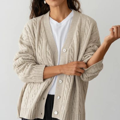 Donni V-neck Cable Cardigan