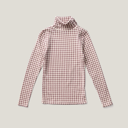 Soor Ploom Turtleneck ~ Gingham Print, Cherry