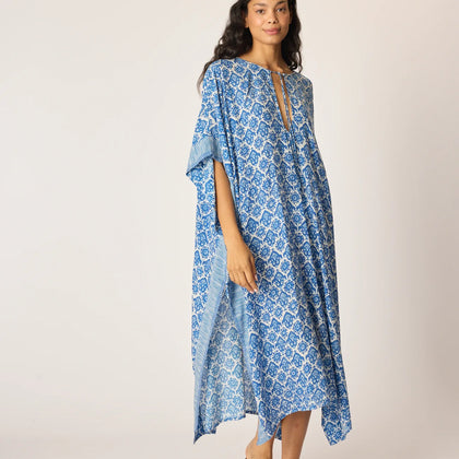 Natalie Martin Paulina Caftan ~ Fleur de Lis Bleu