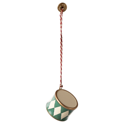 Metal ornament, Small drum - Dark green
