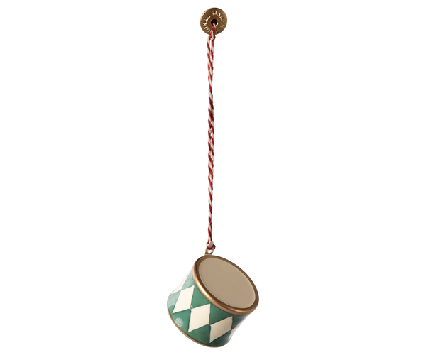 Metal ornament, Small drum - Dark green