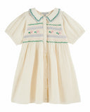 Emile at Ida Dress ~ Robe Brode Smock Ecru