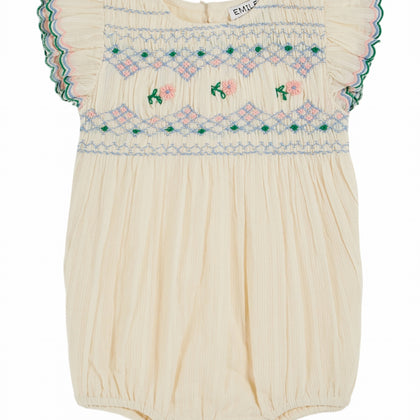 Emile at Ida Romper ~ Smocked Ecru