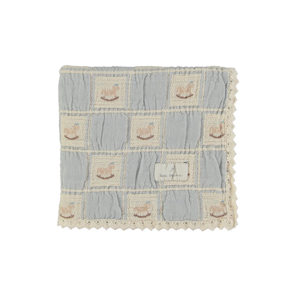 Bebe Organic Waffle Blanket ~ Rocking Horse Blue