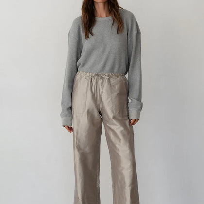 DONNI Taffeta Drawstring Pant ~ Silver