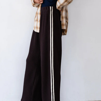 DONNI Thermal Crop Stripe Pant ~ Espresso