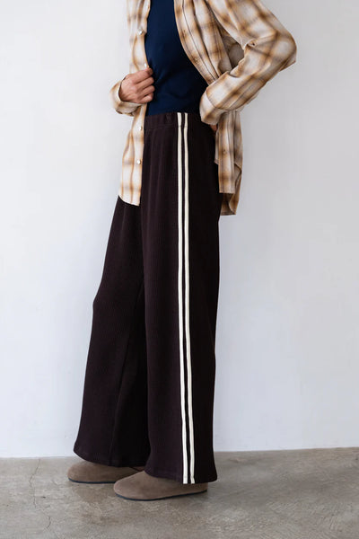 DONNI Thermal Crop Stripe Pant ~ Espresso