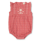 Lali Little Flora Romper in Coral Crossstitch