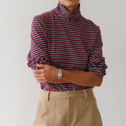 Donni Jersey Stripe Turtleneck
