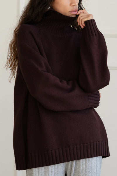 Donni Cotton Cashmere Turtleneck Sweater ~ Espresso