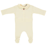 Bebe Organic Beb Collar Onesie ~ Natural Cherry Pointelle